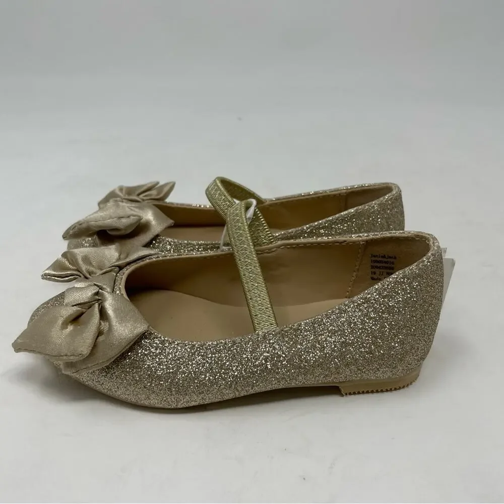 Janie & Jack Gold Sparkle Bow Ballet Flats NWT 5